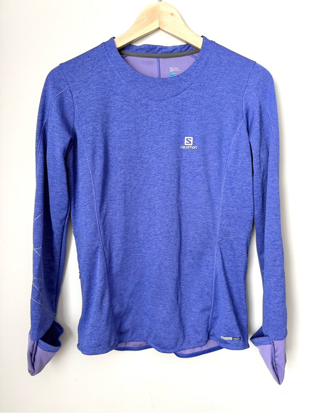 Salomon Women’s Purple Agile Long Sleeve Outdoor Crew Top with Thumbhole Cuffs